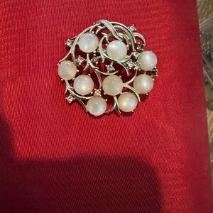 Antique Elegant Gold and White Brooch